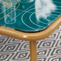 Omari Metal Garden Corner Sofa Set - Teal & Gold -Outdoor Garden 14005699 2305022704523750