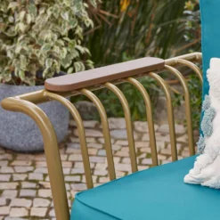 Omari Metal Garden Corner Sofa Set - Teal & Gold -Outdoor Garden 14005699 6155022704468337