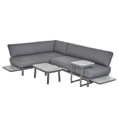 Heba Grey Metal Garden Corner Sofa Set -Outdoor Garden 14005702 1465022704651529