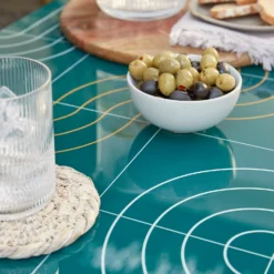 Omari Metal Garden Sofa Set - Teal & Gold -Outdoor Garden 14005703 1275022638104623