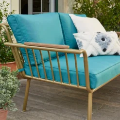 Omari Metal Garden Sofa Set - Teal & Gold -Outdoor Garden 14005703 3075022638036340