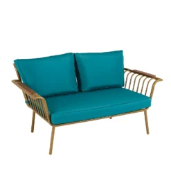 Omari Metal Garden Sofa Set - Teal & Gold -Outdoor Garden 14005703 7915022638148225