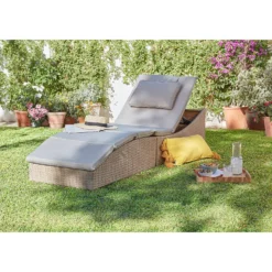 Natural Folding Rattan Sun Lounger -Outdoor Garden 14005776 5095022649640844
