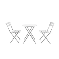 Millie Metal Bistro Set - Grey -Outdoor Garden 14005781 2855018249611251