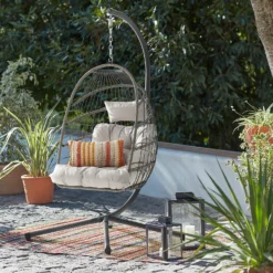 Grey Single Garden Hanging Chair -Outdoor Garden 14005785 1595032481802891