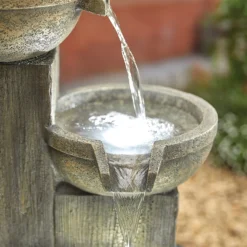 Stylish Fountain Ash Columns Water Feature With LEDs -Outdoor Garden 14519359 2355047822573173