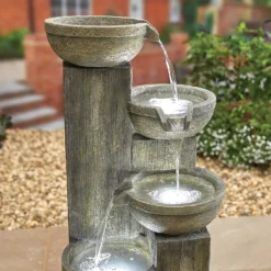 Stylish Fountain Ash Columns Water Feature With LEDs -Outdoor Garden 14519359 4105047822611828