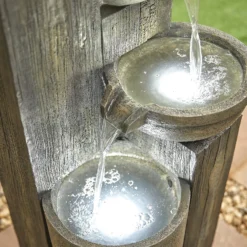 Stylish Fountain Ash Columns Water Feature With LEDs -Outdoor Garden 14519359 9495047822654713