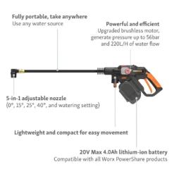 Worx Nitro Brushless Hydroshot Cordless Pressure Washer 12 Worx Nitro Brushless Hydroshot Cordless Pressure Washer -Outdoor Garden 14537894 6565044395731637