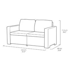 Keter California 4 Seater Outdoor Garden Furniture Lounge Set - Graphite With Grey Cushions -Outdoor Garden 14539591 5435041801860615