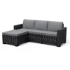 Keter California 3 Seater Outdoor Garden Furniture Chaise Longue - Graphite With Grey Cushions -Outdoor Garden 14539593 4135041802121423